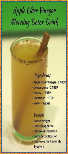 Morning Detox Drink, Apple Cider Vinegar Morning, Vinegar Drinks, Detox Smoothies, Full Body Detox, Body Detoxification, Apple Cider Vinegar Drink, Natural Detox Drinks, Smoothie Detox