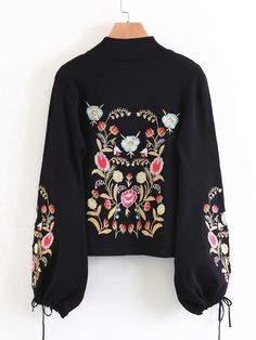 Fabric Name
			Cotton Blend
		
		
			Style
			Street
		
		
			Pattern
			Flower
		
		
			Sweater Technology
			Knitting
		
		
			Colour
			Black
		
		
			Size
			S, M, L
		
	



	
		
			Unit: cm
			Bust
			Shoulder width
			Sleeve
			Length
		
		
			S
			88
			35
			55
			52
		
		
			M
			92
			36
			56
			53
		
		
			L
			96
			37
			57
			54
		
	



	
		
			Unit: inch
			Bust
			Shoulder width
			Sleeve
			Length
		
		
			S
			34.65 
			13.78 
			21.65 
			20.47 
		
		
			M
			36.22 
			14.17 Boho Embroidery Patterns, Knitting Embroidery, Flare Sleeve Sweater, Boho Embroidery, Lantern Sleeve Sweater, Mode Hippie, Embroidery Sweater, Womens Sweaters, Sweatshirt Women