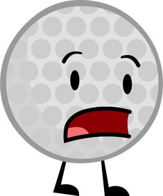 a golf ball with an angry look on its face