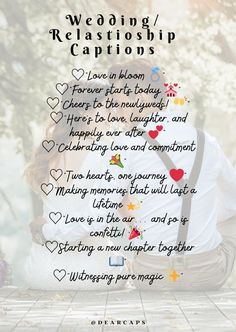 a man and woman sitting next to each other with the words wedding / realestship captions