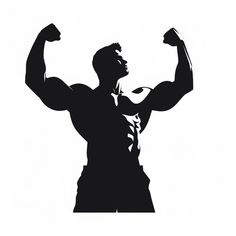 a man is flexing his muscles in silhouette