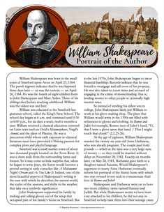 an article from william shakespeare's portrait of the author