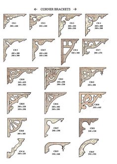 the different types of brackets and brackets in various shapes, sizes and colors are shown