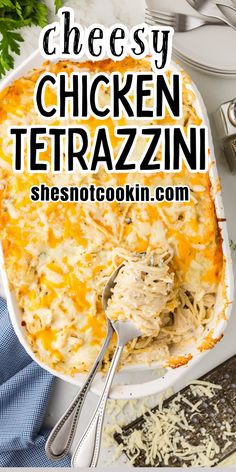 Cheesy Chicken Tetrazzini in a white casserole dish with spoon. Chicken Stroganoff, Winter Dinner, Dinner With Ground Beef