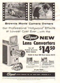 an advertisement for the brownie movie camera