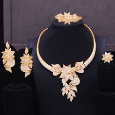 Bridal Jewelry Sets- Gorgeous Luxury 4PCS Leaf Flower Bangle Ring Necklace Dangle Earring Jewelry Set for Women Bridal Wedding Jewelry SetsModel Number:4000252502053 100% Brand New ,All of Cubic Zirconia are Inlayed by our Workers Who have experience more than 5 YearsStyle: High Quality Fashion Jewelry Material: 100% AAA Cubic Zirconia DiamondWearing Occasion: Daily Wear / Party / Anniversary / WeddingGift for: Girl friend / Wife / Mom / Yourself Gold Flower Shaped Jewelry For Wedding, Gold Flower-shaped Jewelry For Wedding, Gold Plated Flower Shaped Jewelry For Parties, Gold Plated Flower Shaped Jewelry For Weddings, Gold Flower Shaped Jewelry Sets For Wedding, Gold Plated Flower Shape Wedding Jewelry, Gold Flower-shaped Wedding Jewelry, Gold Flower Shaped Wedding Jewelry, Elegant Flower Shaped Wedding Jewelry Sets