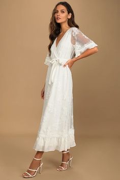 Dresses for Women | Best Women's Dresses Online - Lulus Wedding Dress Over 40, Wedding Dresses For Older Women, White Reception Dress, White Reception, Backyard Wedding Dresses, Rehearsal Dinner Outfits, Reception Dresses, Midi Wedding Dress, Second Wedding Dresses