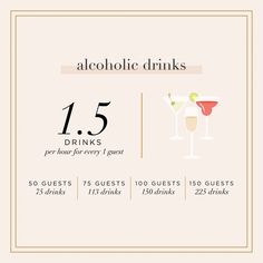 the alcohol guide for alcoholic drinks is shown in this graphic style, which includes two glasses and