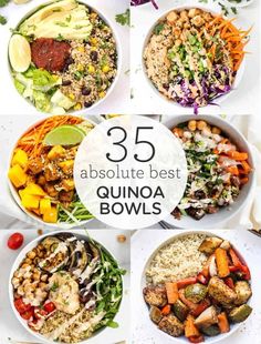 A collection of the 32 best quinoa bowls for breakfastlunchand dinnerIncluding gluten-freevegan and meat-based options for everyone. Easy Meal Prep Quinoa Bowls, Moroccan Quinoa Bowl, Meat Bowls Healthy Recipes, Quinoa Bowl Dressing, Easy Quinoa Bowls, Southwest Bowls, Quinoa Buddha Bowl, Best Quinoa, Fruit Protein