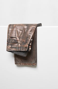 An uneven metallic finish adds edgy, streetwear-inspired style to low-rise straight-leg jeans made from nonstretch denim. Zip fly with button closure Five-pocket style 100% cotton Spot clean, line dry Imported Low Rise Straight Leg Jeans, Edgy Streetwear, Straight Leg Jeans, Leg Jeans, Low Rise, Straight Leg, Mango, Copper, Nordstrom