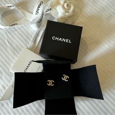 Brand New Original Packaging Gold Tone Plated 100% Authentic Ship Same Or Next Day! Chanel Earrings Cheap, Fake Vs Real Chanel Earrings, Black And White Chanel Jewelry, Costume Jewelry Chanel, Chanel Jewelry 2022, Chanel Inspired Bridal Party, Chanel Earnings, Chanel Earrings Cc, Chanel Stud Earrings