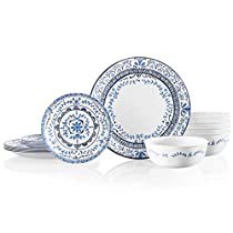 blue and white dinnerware set