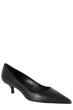 Kitten pumps - Stuart Weitzman - black color - patent leather upper - leather sole - pointed design - 3. 5 cm heel Classic Open Heel Kitten Heels For Work, Classic Open Heel Kitten Heels For Office, Chic Kitten Heels With Reinforced Heel For Office, Chic Office Kitten Heels With Reinforced Heel, Workwear Heels With Deep Heel Cup And Open Heel, Classic Open Heel Office Heels, Classic Office Heels With Open Heel, Elegant Open Heel Court Shoes With Sculpted Heel, Elegant Office Heels With Deep Heel Cup