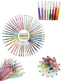 there are many different colored pens and markers in this set, including one with the word tootreee on it