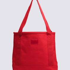 The Pergs Midi Tote Bag is a must have for stashing your essentials. Featuring a main compartment to store all your goods and web handles, this carry-all tote boldly stands out in eye-catching red. Shell: 100% Cotton fabric Interior hanging pocket Web handles Capacity: 8 Liters Dimensions: 12''w x 12''h x 5''d | Vans Pergs Midi Tote Bag Red Large Capacity Canvas Bag For Shopping, Large Capacity Red Canvas Shopping Bag, Red Large Capacity Canvas Shoulder Bag, Red Satchel Canvas Bag For Shopping, Red Canvas Satchel For Shopping, Large Capacity Red Canvas Shoulder Bag, Red Large Capacity Canvas Bag For Travel, Red Canvas Shoulder Bag With Double Handle, Red Everyday Bag With Top Carry Handle