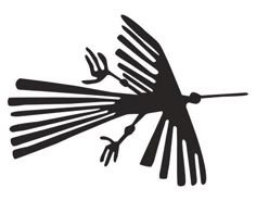 a black and white silhouette of a bird with long wings flying through the air,