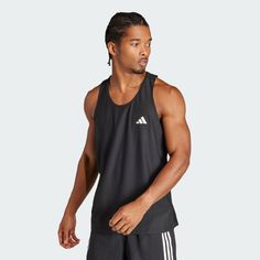 adidas Shop the Own The Run Tank Top - Black at adidas.com/us! See all the styles and colors of Own The Run Tank Top - Black at the official adidas online shop. Mens Vest Fashion, Adidas Tank Top, Bar Logo, Running Tanks, Running Tank Tops, Training Clothes, Sport Top, Adidas Shop, Sport T-shirts