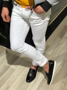 Heritage White Slim Fit Jeans Jeans Guys, Guys Style, White Chinos, White Jeans Men, Hype Clothing, White Jeans Outfit, Swag Outfits Men, Iron Shirt, Hot Jeans