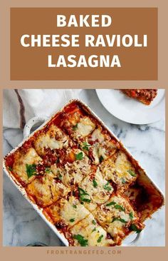 baked cheese ravioli lasagna in pan. Frozen Ravioli Lasagna, Baked Cheese Ravioli, Frozen Ravioli Bake, Cheese Ravioli Lasagna, Lazy Crock Pot Lasagna, Simple Pasta Sauce, Lazy Lasagna Recipe, Cheesy Lasagna, Crock Pot Lasagna Recipe