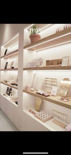 the shelves are filled with various items and accessories for sale at this department's store