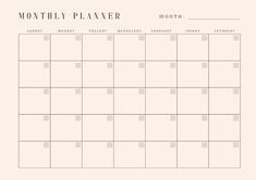 a printable calendar with the month planner on it