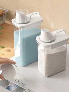 White  Collar  Plastic   Embellished   Storage & Organization Laundry Detergent Storage, Laundry Detergent Container, Detergent Storage, Bamboo Bathroom Accessories, Laundry Detergent Dispenser, Fabric Softener Dispenser, Detergent Container, Detergent Laundry, Powder Laundry Detergent