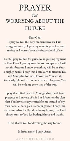 the prayer for praying about the future