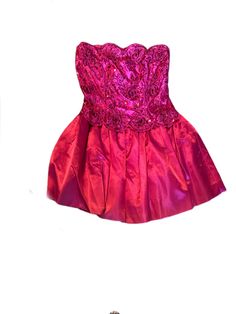 1980's to 1990's vintage hot pink mini dress with sequined & embroidered bodice and bubble hem skirt by Jessica McClintock. It's sizing is way smaller than today's sizing. It has a 33 inch bust, 28 inch waist, 44 inch hip. (The hip is meant to be worn loose) 30 inches long. It stands out in a crowd! Excellent condition. I love it! Formal Pink Mini Dress With Sequins, Formal Pink Sequin Mini Dress, Pink Mini Dress With Fitted Bodice For Party Season, Pink Sequined Mini Dress With Fitted Bodice, Pink Mini Dress For Formal Holiday Events, Pink Formal Mini Dress For Holiday, Formal Pink Mini Dress For Holidays, Formal Holiday Pink Mini Dress, Vintage Pink Sequined Dresses