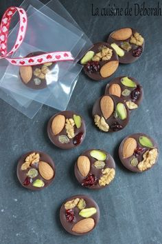 chocolate covered cookies with nuts and dried cherries