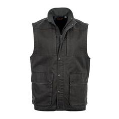 When it comes to workwear, protection doesn't have to come at the expense of comfort. The Leather-Like Heritage Vest lets you move around freely and perform well in the cold outdoors. Made of durable leather-like fabric, this full zip vest helps you stay warm while having more mobility. 8.5 oz, 69.5% cotton, 30.5% polyester Leather like fabric Nyon lining in body Metal Full Zip and Snap front closures Dual Security Chest Pockets with Zip Closures Dual Hand pockets with snaps closures and fleece lining Relaxed fit Black Biker Vest For Outdoor, Rugged Outdoor Vest With Pockets, Outdoor Leather Vest With Pockets, Rugged Leather Vest Outerwear, Men’s Zippered Vest, Big Clothes, Big & Tall, Grey Leather, Cold Weather