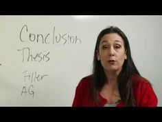 a woman standing in front of a whiteboard with writing on it that says conclusion those filler as