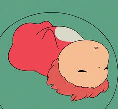 a drawing of a man laying on top of a green plate with a red beard