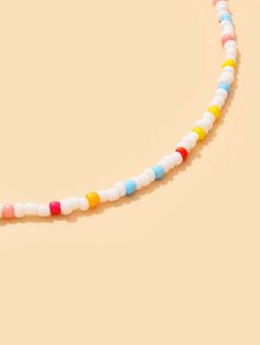 Color: Multicolor Gender: Women Material: Glass Quantity: 1 piece Style: Fashionable Details: Beaded Type: Beaded IN Length 16.9-18.9 This data was obtained from manually measuring the product, it may be off by 1-2 CM. Multicolor Beaded Plastic Necklace, Trendy White Necklace With Spacer Beads, Casual White Beaded Bracelets, Trendy White Beaded Chain Necklace, Trendy White Beaded Necklace, Trendy White Beads For Summer, Trendy White Summer Beads, Casual White Letter Beads Necklaces, Plastic Beaded Necklace With Round Beads