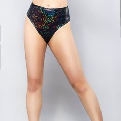 Black Diamond Holographic High Cut Shorts 85% Nylon, 15% Spandex High-Cut High-Waist Short Cheeky Coverage Back Zipper Closure Holographic And Black In Color S/M -->. S M/L --> M L/Lx --> L Xxl-->Xl Cut Shorts, J Valentine, Short Cuts, Shorts Black, High Cut, High Waisted Shorts, Black Diamond, High Waist, High Waisted