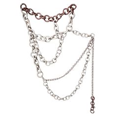 a silver chain with chains attached to it