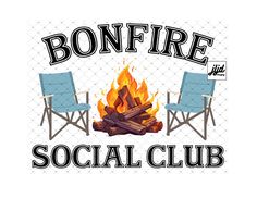 bonfire social club logo with two chairs around a fire