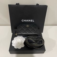 Brand New In Box With Original Packaging Includes: Chanel Shopping Bag, Box, Dust Bag, Ribbons Reference: Ap3686b10583c3906 From 24c Collection Dimensions: 8 11 2 Cm 100% Authentic. Pm Will Handle Authentication Purchased At The Chanel Rue Du Faubourg Saint-Honor In December 2023 Ribbons Reference, Chanel Shopping Bag, Chanel Shopping, Chanel Long Wallet, Chanel #1, Navy Chanel, Chanel Boutique, Chanel Logo, Black Leather Wallet