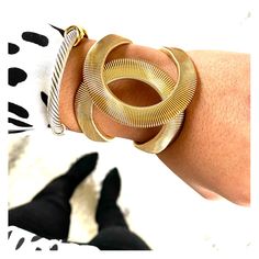 A Gorgeous Expandable Bracelet That Interlocks To Fit Any Wrist Size! 5 Available! Trendy Gold Stretch Bangle Bracelet, Modern Gold Bracelets For Spring, Trendy Gold Bangle For Spring, Spring Gold Trendy Bangle, Everyday Gold Bracelets For Spring, Adjustable Silver Bracelet, Kate Spade Bangle, Chic Bracelet, Rose Quartz Bracelet