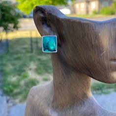 "Hope That You're Good To Me" Dreamy emerald green Black Bridge Variscite - see the heart!?! Stones are set in fine and sterling silver, tumbled for a bright polish. Earrings measure approximately 15mm tall by 13mm wide. Note, the earring bust pictured is smaller than life-sized, please refer to the measurements. Sterling silver posts with large sterling butterfly backs (not pictured). Unique Nickel-free Green Jewelry, Unique Green Nickel-free Jewelry, Unique Green Sterling Silver Jewelry, Nickel-free Green Sterling Silver Jewelry, Nickel-free Green Jewelry In Sterling Silver, Elegant Green Chrysocolla Jewelry, Hypoallergenic Green Sterling Silver Jewelry, Green Sterling Silver Hallmarked Earrings, Handmade Green Sterling Silver Earrings