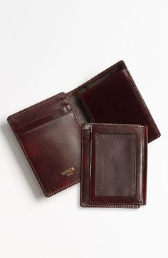 Bosca 'Hugo Bosca - Old Leather' Front Pocket ID Wallet available at #Nordstrom Formal Wallet With Id Window, Formal Wallets With Id Window, Leather Card Holder With Id Window For Formal Use, Formal Leather Card Holder With Id Window, Formal Bifold Card Holder With Rfid Blocking, Formal Trifold Wallet With Id Window, Classic Trifold Card Holder With Id Window, Formal Trifold Card Holder With Coin Pocket, Classic Formal Trifold Wallet With Interior Card Slots