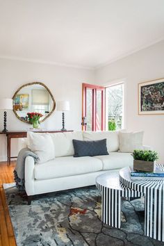 the living room is clean and ready for guests to use it as a focal point