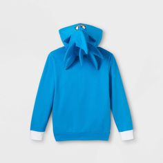 Make his seasonal wardrobe fun as ever with this Blue Sonic the Hedgehog Hooded Zip-Up Sweatshirt. This bright blue long-sleeve hooded sweatshirt made from soft and breathable material makes a comfortable layering option in his casual wear. It features a cozy hood with a Sonic the Hedgehog 3D face, along with a white circle print on front for a playful look. The zip-up design allows for quick and easy wear, while the handy side pockets allows him to carry his small essentials. Plus, the banded h Playful Fleece Hoodie With Long Sleeves, Playful Hooded Fleece Sweatshirt, Playful Long Sleeve Fleece Hoodie, Playful Hooded Fleece Top, Playful Blue Winter Sweatshirt, Winter Fun Long Sleeve Hoodie, Fun Long Sleeve Winter Hoodie, Playful Blue Hoodie With Long Sleeves, Playful Blue Long Sleeve Hoodie