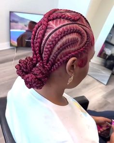 43 Swirl Cornrows Hairstyle Ideas For You | ThriveNaija Two Bun Feed Ins, Pink Braided Hairstyles, Stitch Braids Hairstyles, Braids To Try, New Braids, Pink Braids, Cornrows With Box Braids, Braided Ponytails, Braid Inspiration