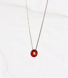 "Small Genuine Carnelian donut bead on your choice of necklace chain or cord The 20\" black cord option also adjusts up to 22\"" Carnelian Crystal, Carnelian Necklace, Crystal Necklaces, Dainty Necklace, Craft Items, Necklace Chain, Crystal Necklace, Chains Necklace, Necklace Lengths