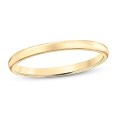 This classic wedding band is styled in polished 10K yellow gold. The 2mm band is available in sizes for men and women. Classic Stackable Rings, Classic Wedding Stackable Rings With Polished Edges, Classic Yellow Gold Bands With Smooth Finish, Plain Gold Wedding Bands, Affordable Fine Jewelry, Pearl Diamond Jewelry, Gold Wedding Bands Women, Simple Wedding Bands, White Diamond Rings Engagement