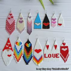 the beaded earrings are all different colors and shapes, but one is for each individual