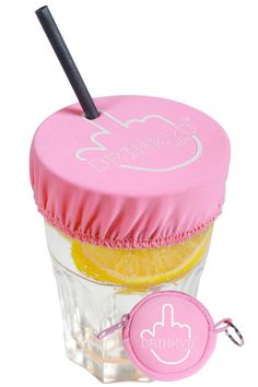 a cupcake with a pink cover and a black plastic straw sticking out of it