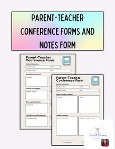 the parent teacher conference forms and notes form is shown in two separate sections, with one being