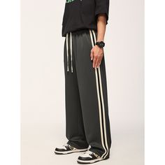 N-024-37 Casual Wide Leg Pants With Side Stripes, Casual Full Length Pants With Side Stripes, Casual Full-length Bottoms With Side Stripes, Stretch Casual Pants With Side Stripes, Casual Trousers With Side Stripes, Casual Summer Pants With Side Stripes, Dance Pants Hip Hop, Mens Trousers Casual, Dress Date Night