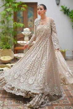 Naina – Sania Maskatiya International Bollywood Style Cream Dress With Sheer Dupatta, Beige Anarkali Set With Zari Work For Reception, Cream Diwali Dress With Sheer Dupatta, Cream Dress With Sheer Dupatta For Diwali, Beige Resham Embroidery Anarkali Set For Reception, Beige Anarkali Set With Resham Embroidery For Reception, Cream Eid Gown With Dupatta, Cream Gown With Dupatta For Eid, Cream Gown With Dupatta For Diwali